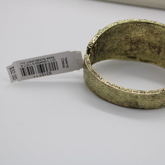 1928 Brass Hinged Bangle with Red Stone - Picture 8 of 14